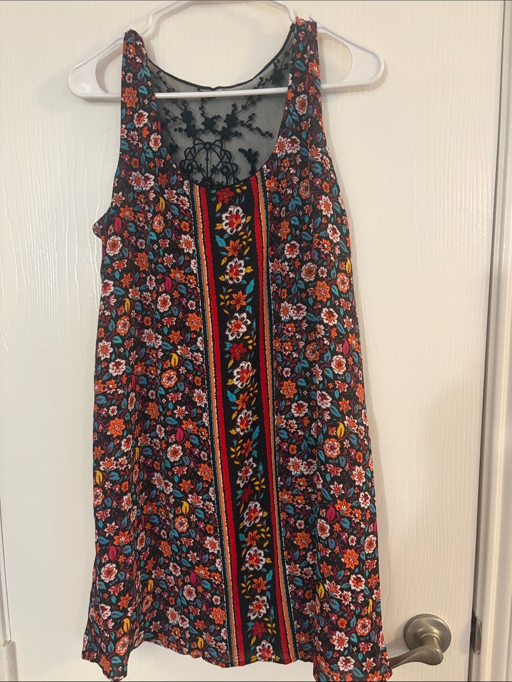 Love Reign  floral and mesh lace flowy tank dress - sz M
